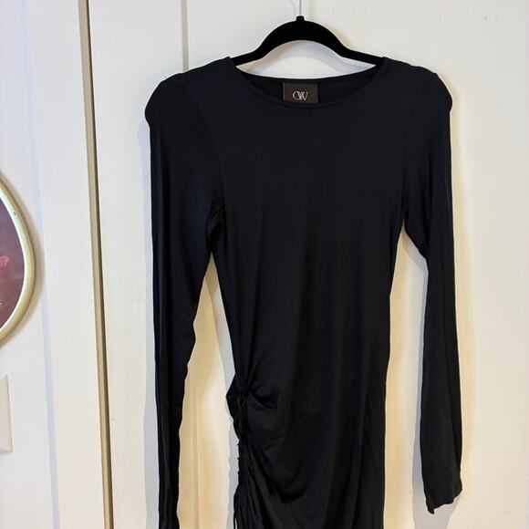NWT OW Collection Black Long Sleeve Asymmetrical Dress Sz Large MSRP $220 - Picture 5 of 13